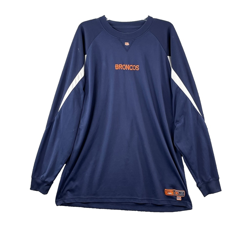 Denver Broncos T Shirt Mens XL NFL Raglan Sleeve Ribbed Crew Neck Pullover